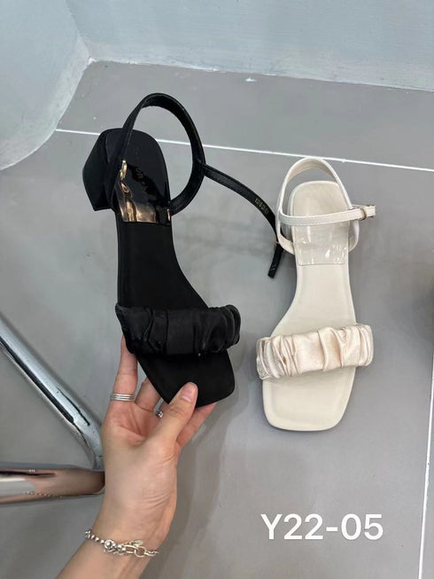 Casual Pleated Ankle Buckle Sandals